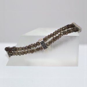 Anatoli Double Strand Smoky Quartz Bead Bracelet in Sterling